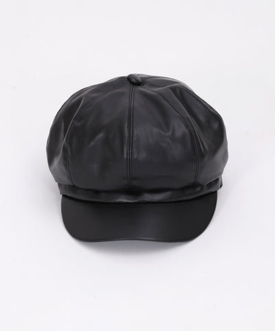 Faux Leather Casquette with Plate