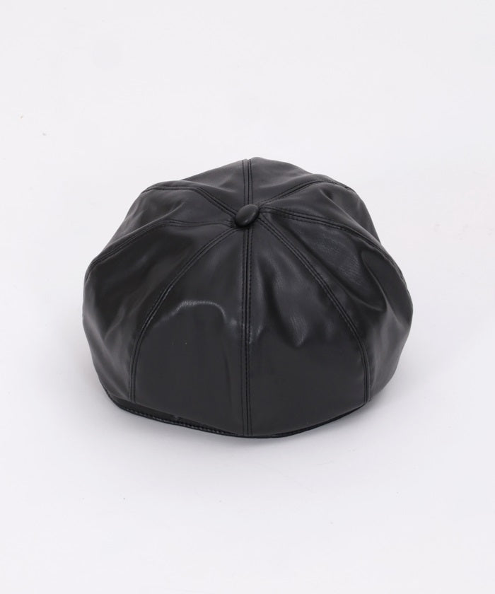 Faux Leather Casquette with Plate