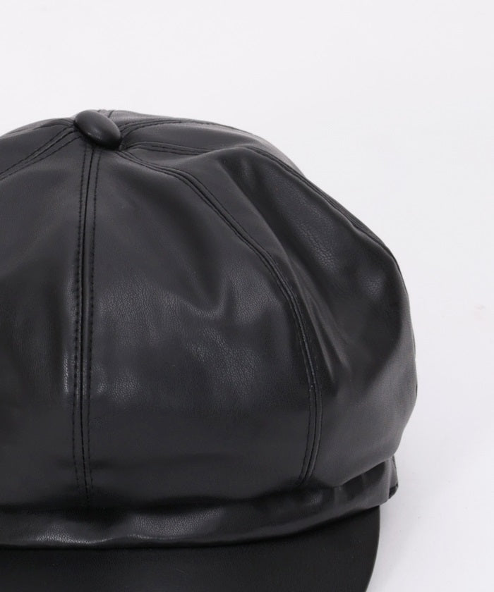 Faux Leather Casquette with Plate