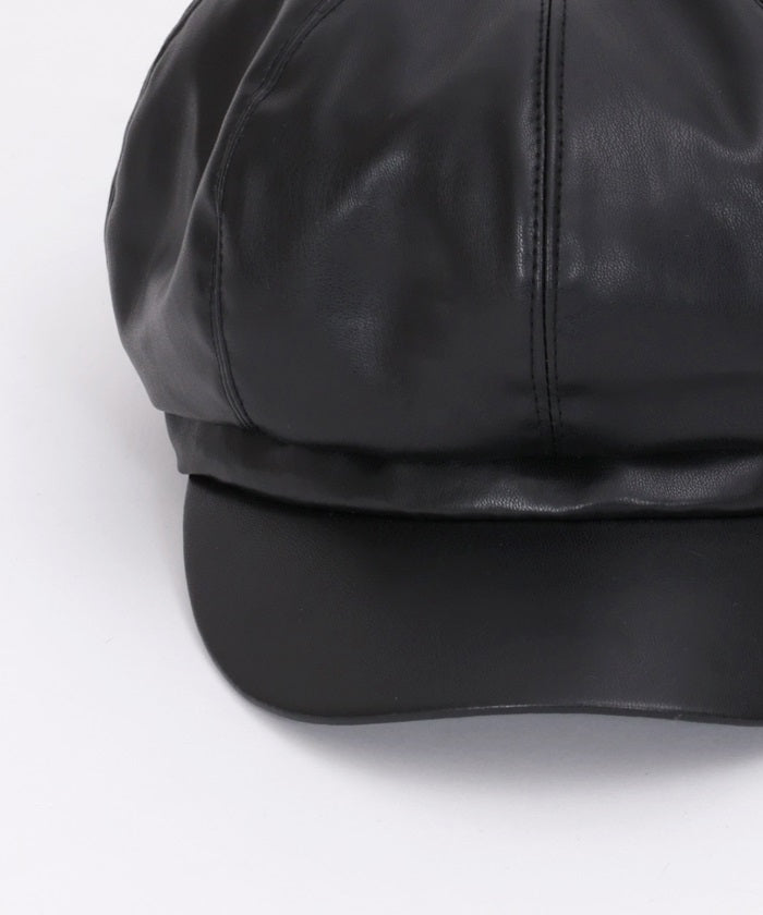 Faux Leather Casquette with Plate