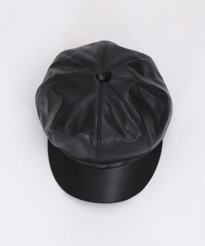 Faux Leather Casquette with Plate