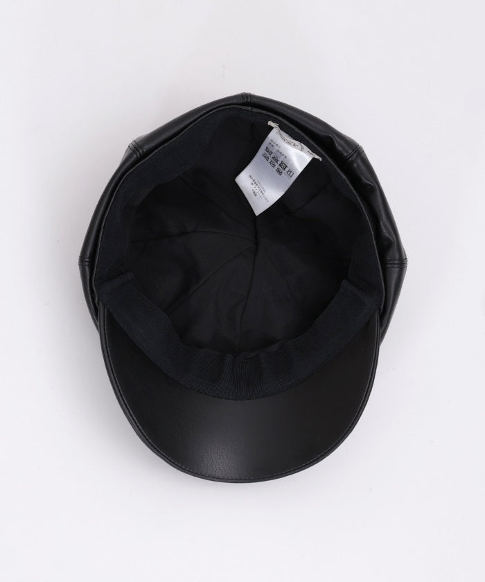 Faux Leather Casquette with Plate