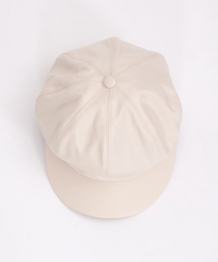 Faux Leather Casquette with Plate