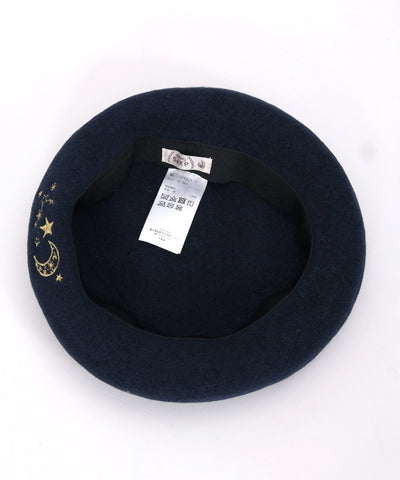 Moon & Star Embroidery Beret