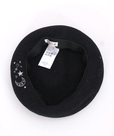 Moon & Star Embroidery Beret