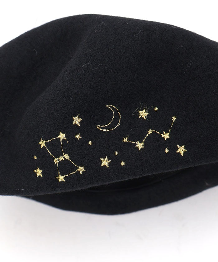 Winter Constellation Embroidery Beret