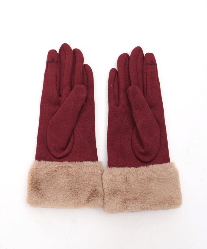 Snow Embroidery & Pearl Fur Gloves