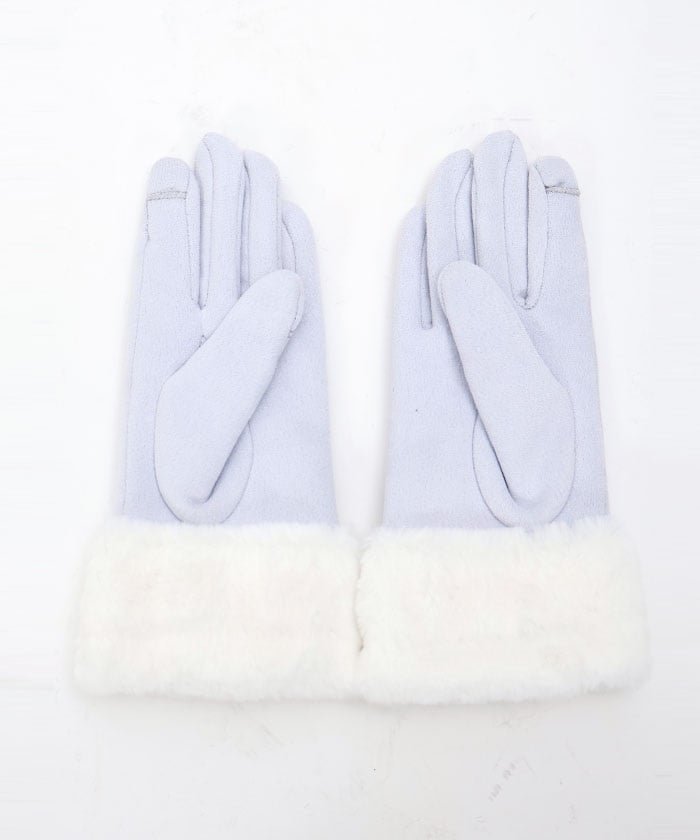 Snow Embroidery & Pearl Fur Gloves