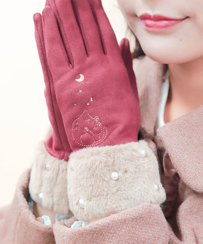 Cat Embroidery Gloves