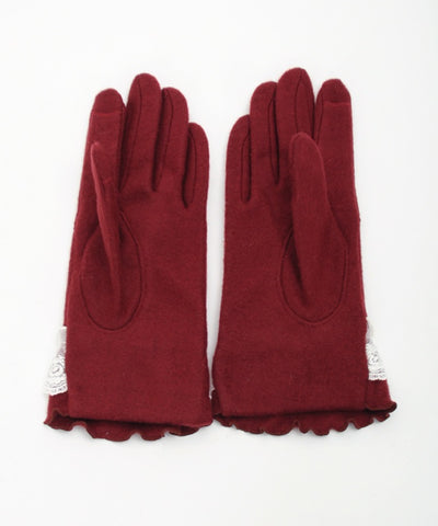 Lace-Up Velour Ribbon Gloves