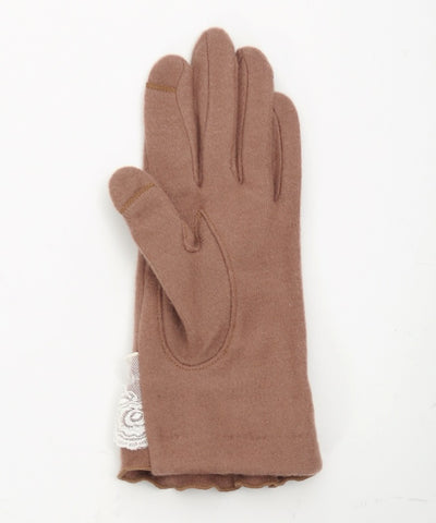 Lace-Up Velour Ribbon Gloves