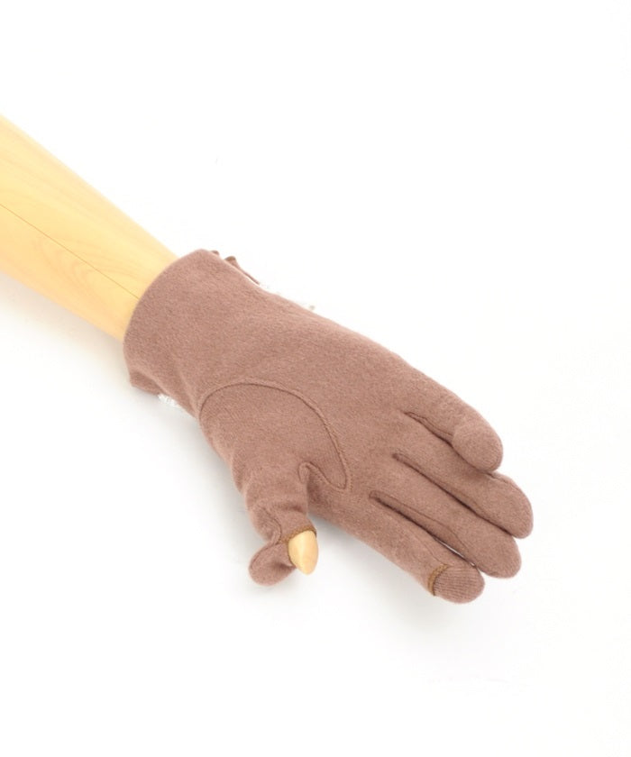 Lace-Up Velour Ribbon Gloves