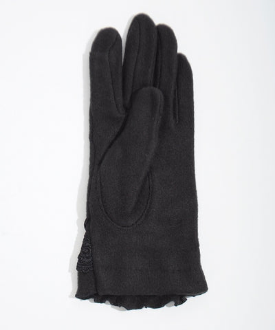 Lace-Up Velour Ribbon Gloves