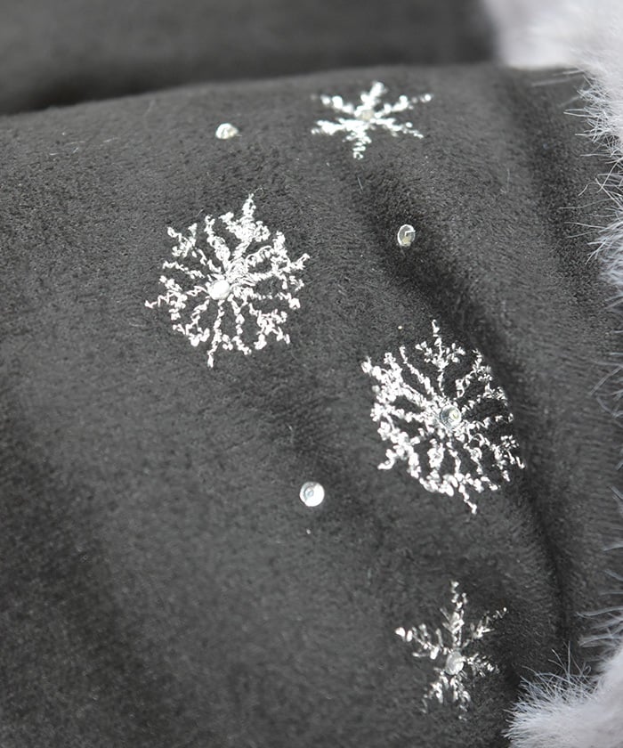Snow Embroidery Suede Fur Gloves