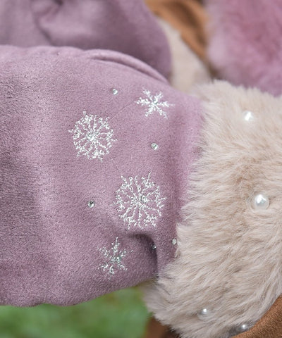 Snow Embroidery Suede Fur Gloves