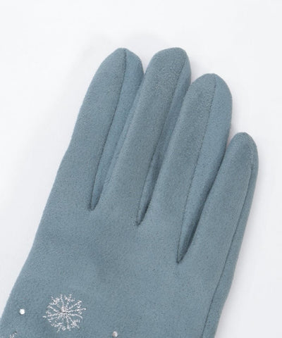 Snow Embroidery Suede Fur Gloves