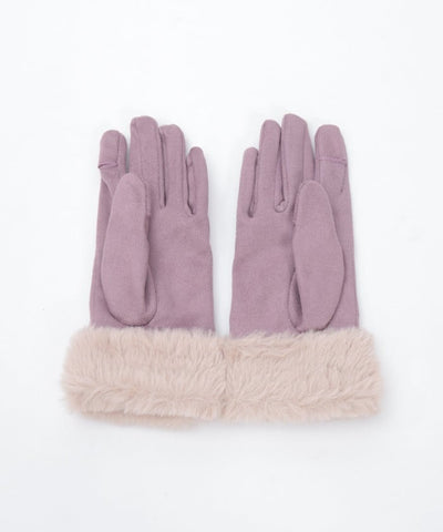 Snow Embroidery Suede Fur Gloves