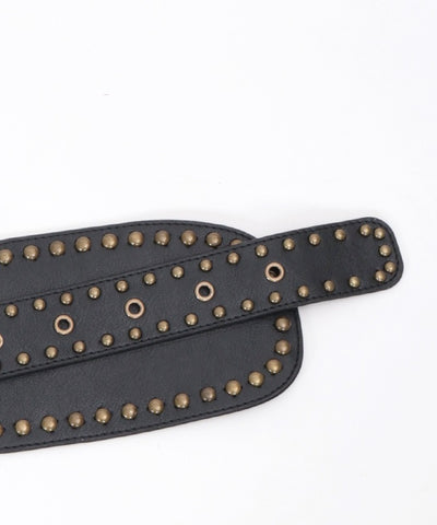 Studded Line Faux Leather Wide Belt