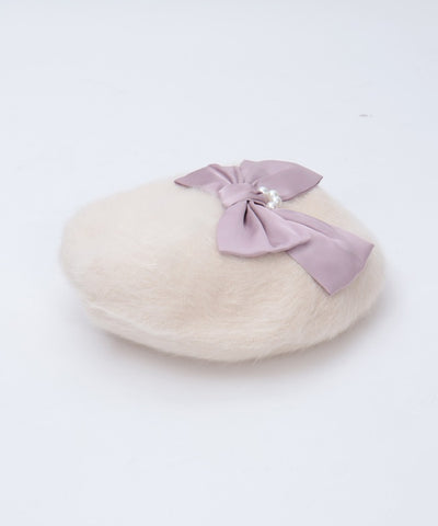 Pearl Ribbon Fur Beret