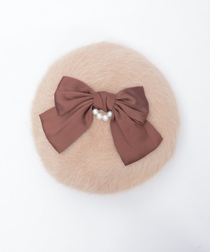 Pearl Ribbon Fur Beret