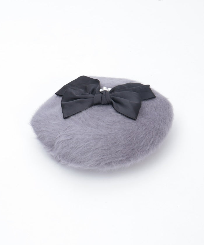 Pearl Ribbon Fur Beret