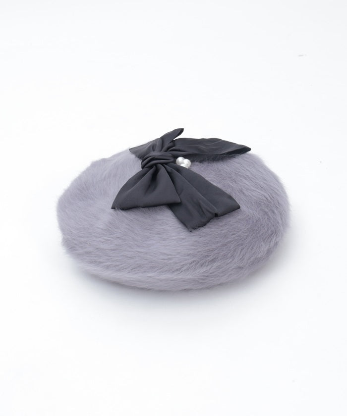 Pearl Ribbon Fur Beret