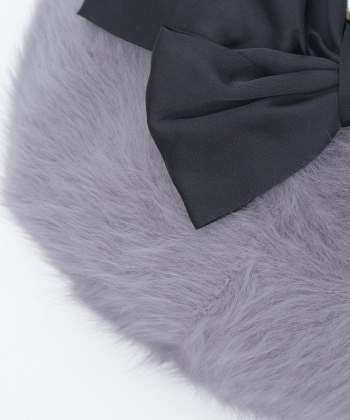 Pearl Ribbon Fur Beret