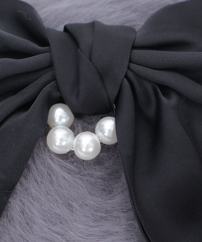 Pearl Ribbon Fur Beret