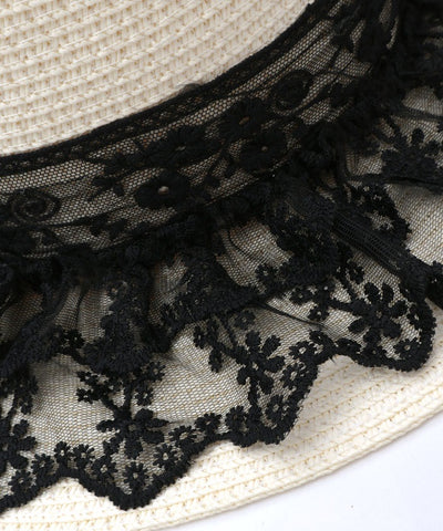 Lace Ribbon Frill Boater Hat