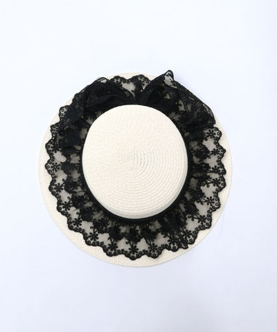 Lace Ribbon Frill Boater Hat