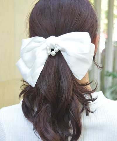 Satin Ribbon Clip with Pearl