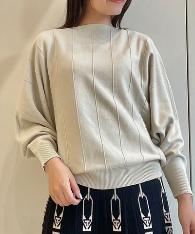 Striped Knit Dolman Pullover