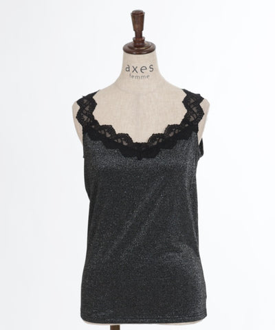 Lamé Cut Lace Tank Top