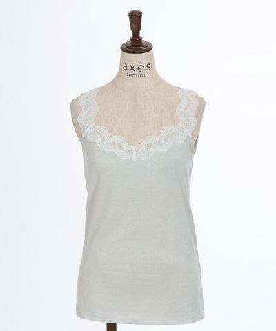 Lamé Cut Lace Tank Top