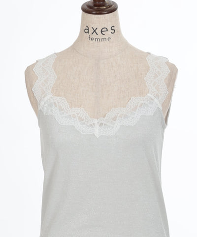 Lamé Cut Lace Tank Top