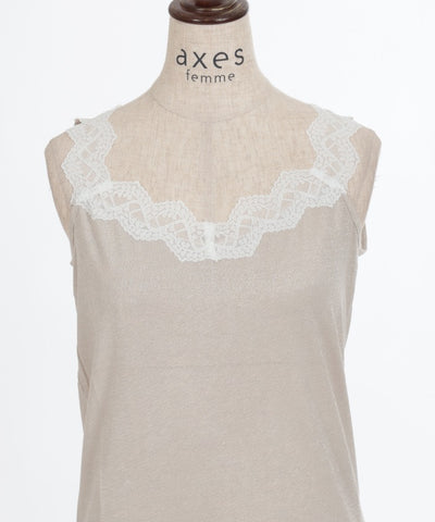 Lamé Cut Lace Tank Top