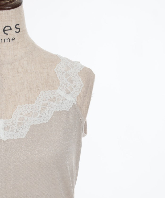 Lamé Cut Lace Tank Top