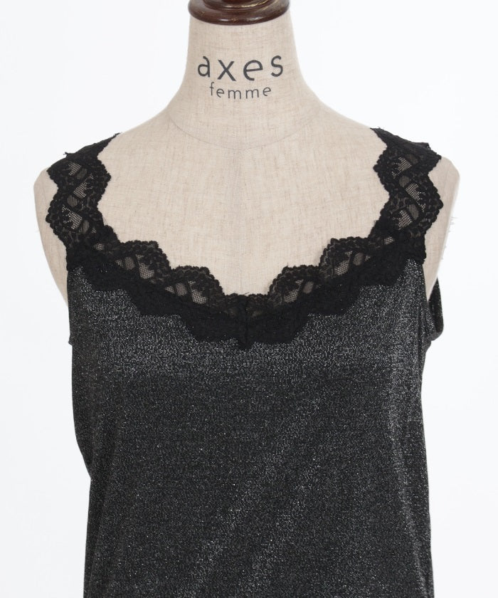 Lamé Cut Lace Tank Top