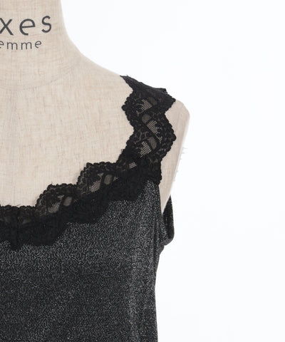 Lamé Cut Lace Tank Top