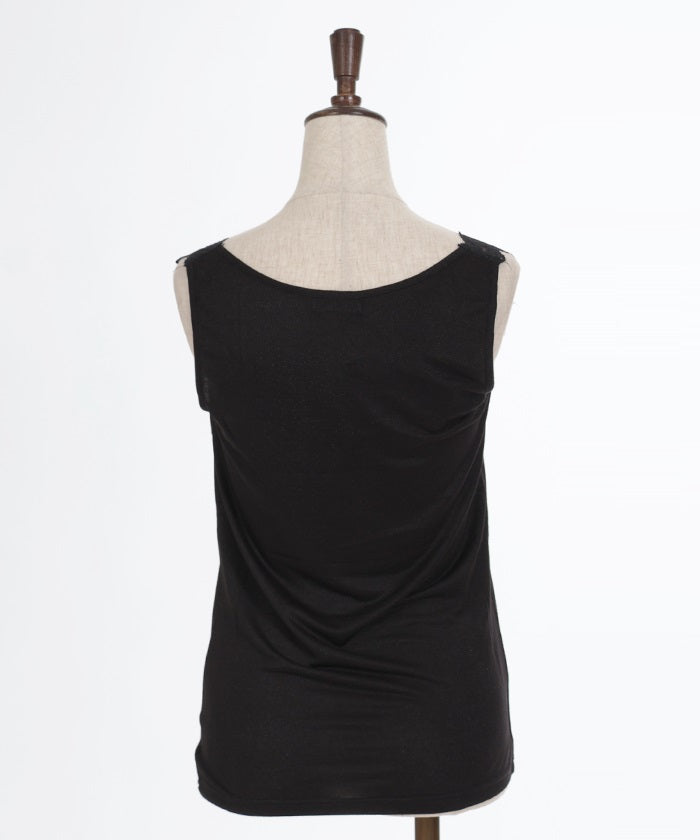 Lamé Cut Lace Tank Top