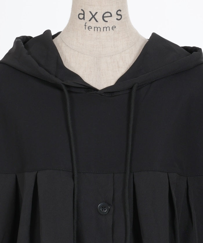 Decorative Button Tuck Hoodie