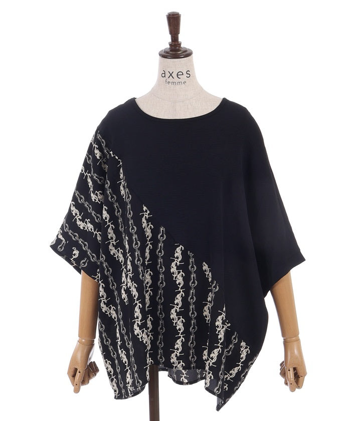 Asymmetric Print Panel Big Pullover – axes femme from JAPAN