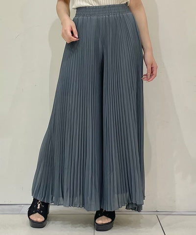 Chiffon Pleated Flare Pants