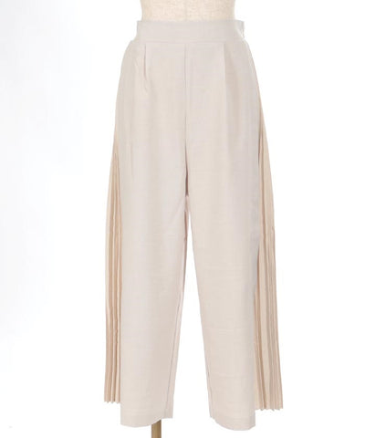 Contrast Fabric Side Pleated Pants