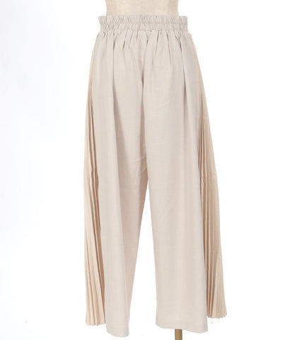 Contrast Fabric Side Pleated Pants