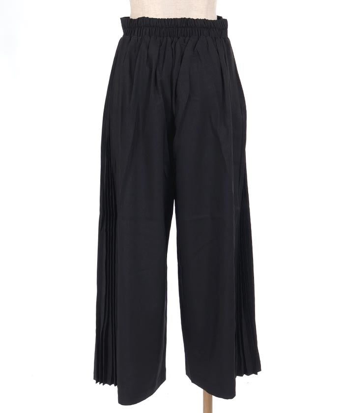 Contrast Fabric Side Pleated Pants