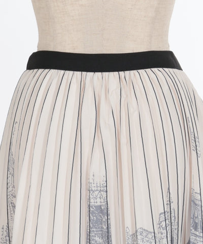 City Pattern Pleated Skirt