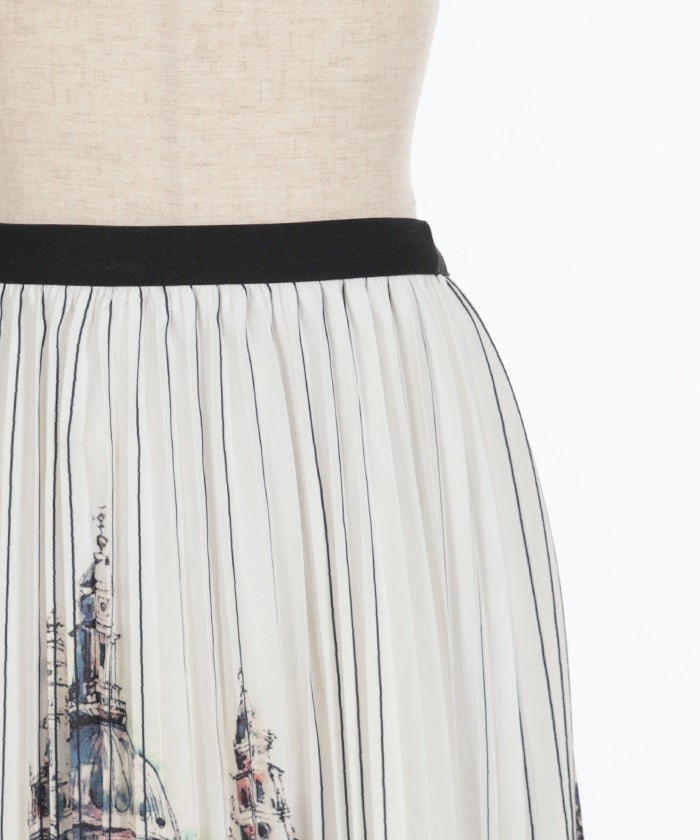 City Pattern Pleated Skirt