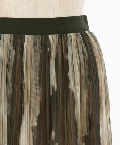 Overall Pattern Tulle Pleated Skirt