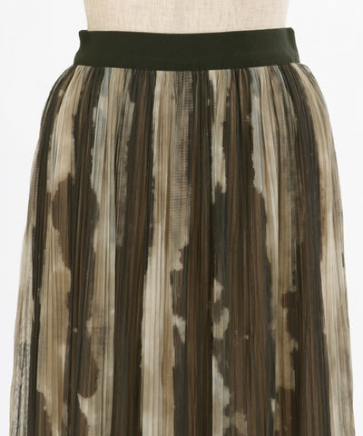 Overall Pattern Tulle Pleated Skirt